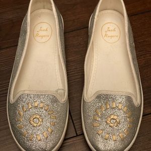 Jack Rogers Silver Sparkle Slip Ons!
